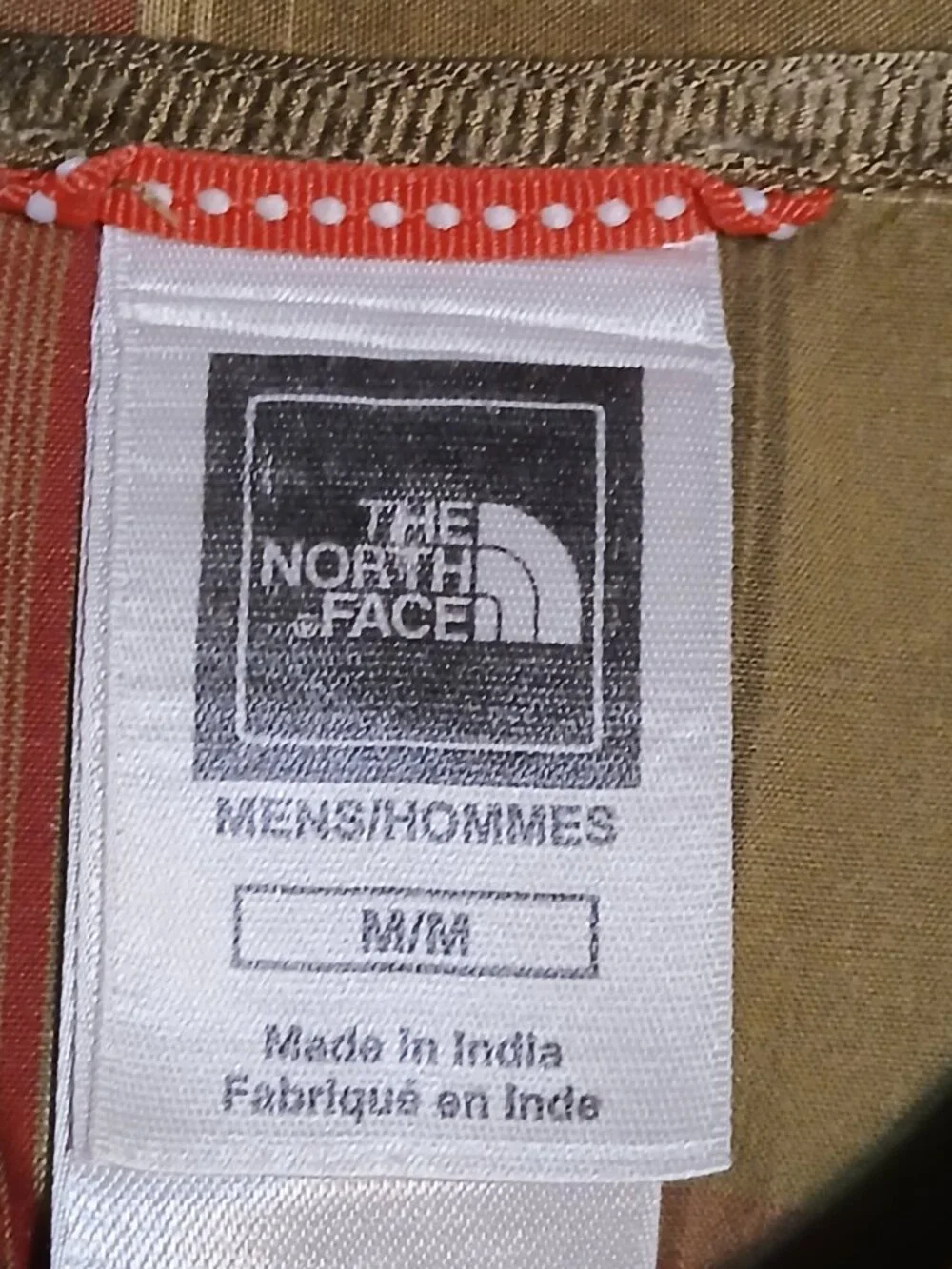 The North Face Men's Medium Short Sleeve Tan Red Plaid Cotton Shirt (1148J)